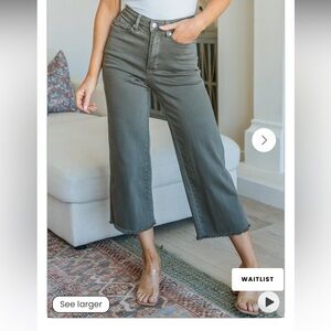 Judy Blue High-Waisted Olive Green Wide-Leg Jeans